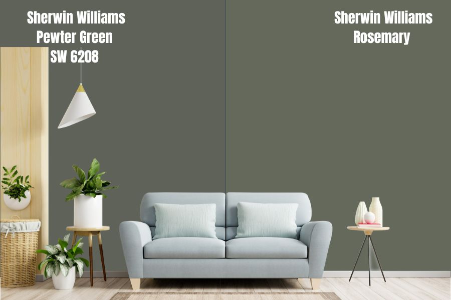 Sherwin Williams Rosemary vs. Pewter Green SW 6208