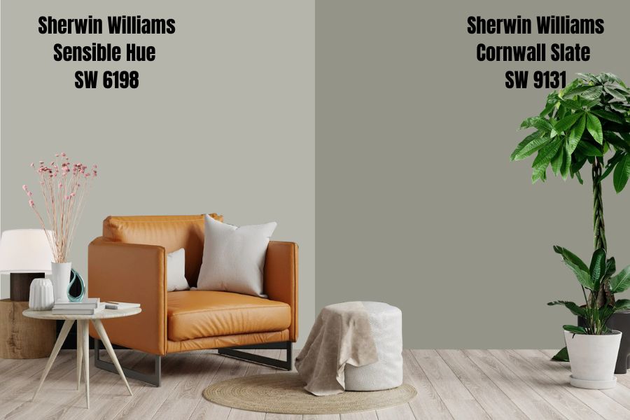 Sherwin Williams Sensible Hue vs. Cornwall Slate SW 9131