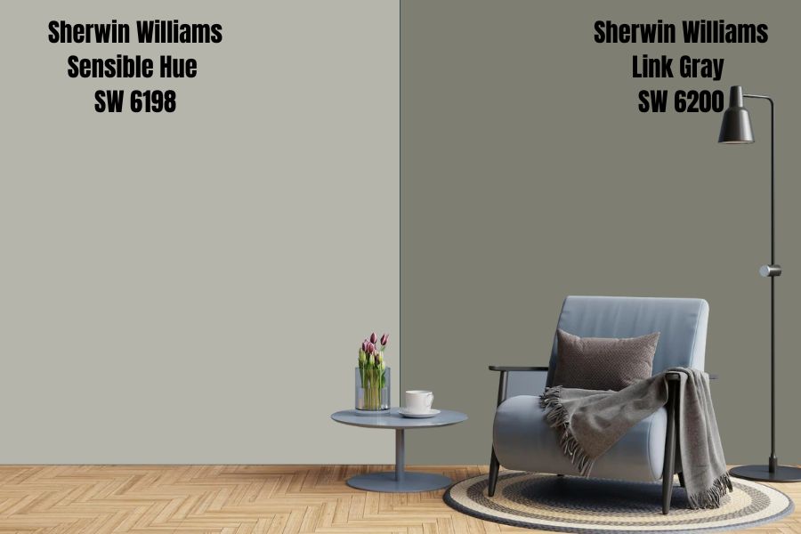 Sherwin Williams Sensible Hue vs. Link Gray SW 6200