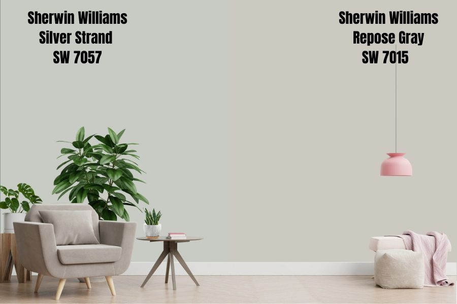 Sherwin Williams Silver Strand vs. Repose Gray SW 7015