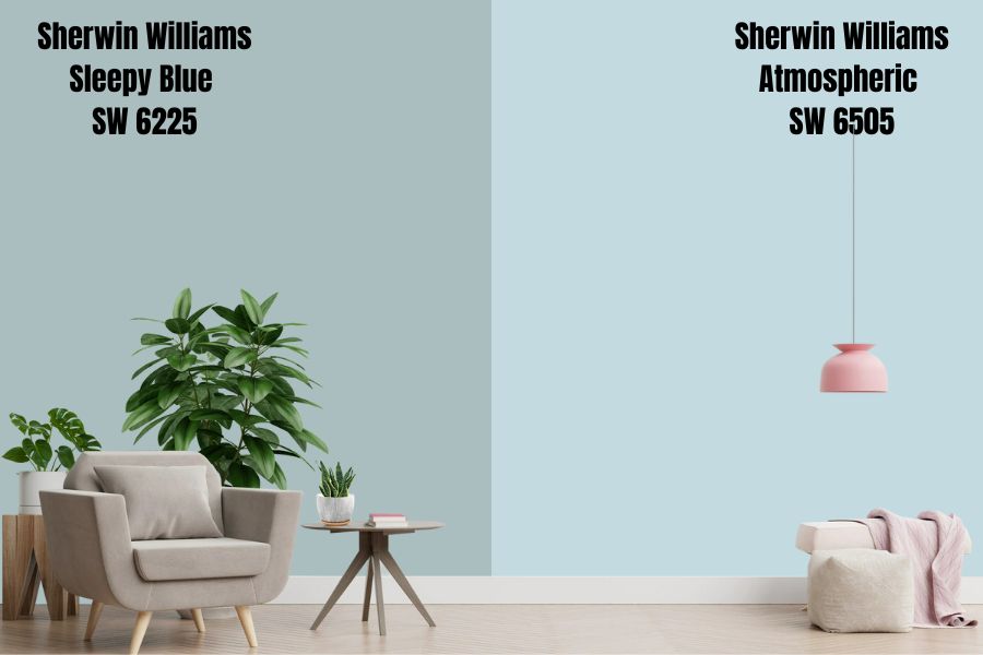 Sherwin Williams Sleepy Blue vs. Atmospheric (SW 6505)