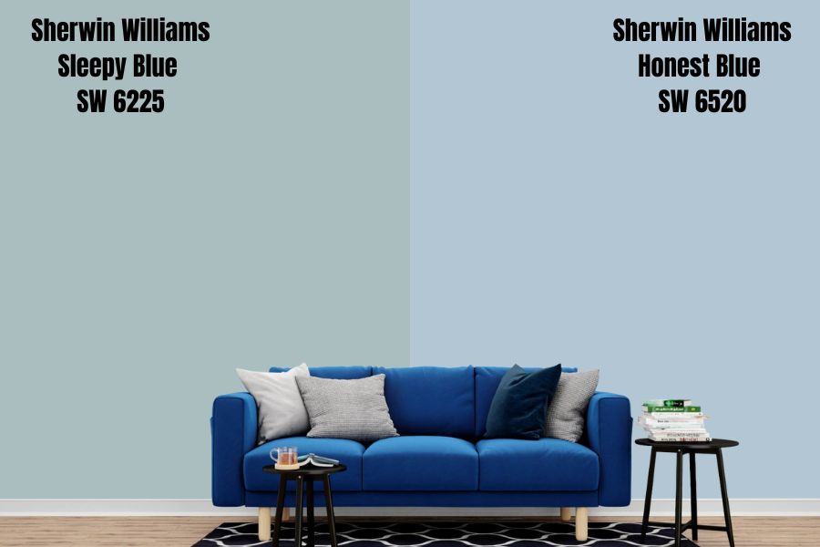 Sherwin Williams Sleepy Blue vs. Honest Blue (SW 6520)
