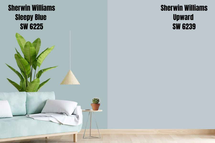 Sherwin Williams Sleepy Blue vs. Upward (SW 6239)