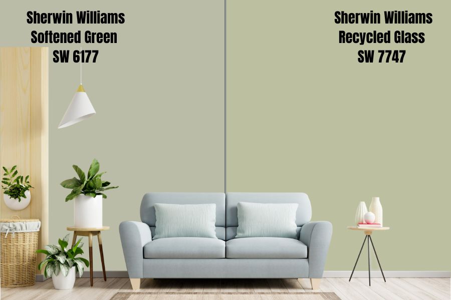 Sherwin Williams Softened Green vs. Recycled Glass SW 7747