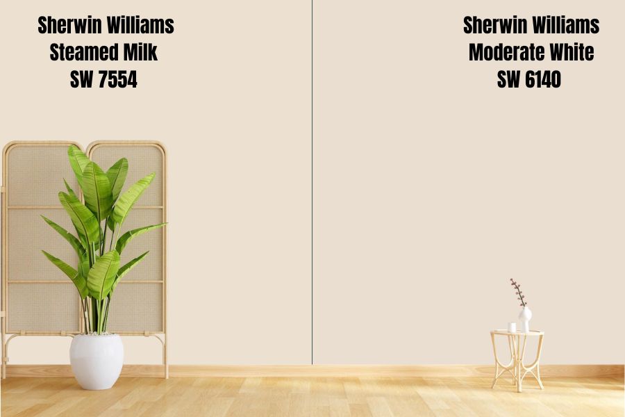 Sherwin Williams Steamed White vs. Moderate White (SW 6140)