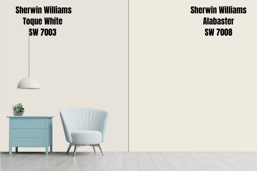 Sherwin Williams Toque White vs. Alabaster SW 7008