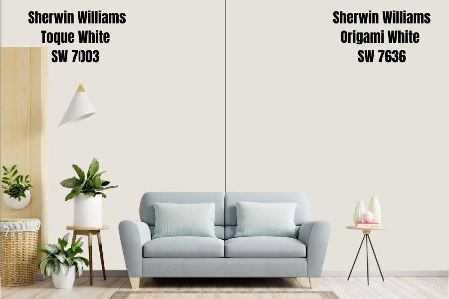 Sherwin Williams Toque White vs. Origami White SW 7636