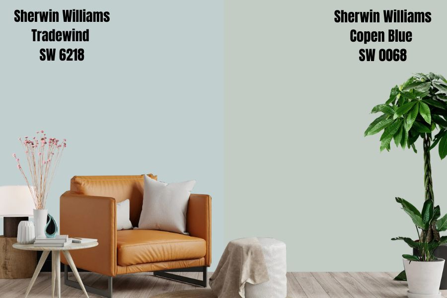 Sherwin Williams Tradewind vs. Copen Blue SW 0068