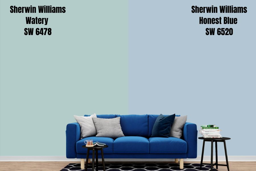 Sherwin Williams Watery vs. Meander Blue (SW 6484)