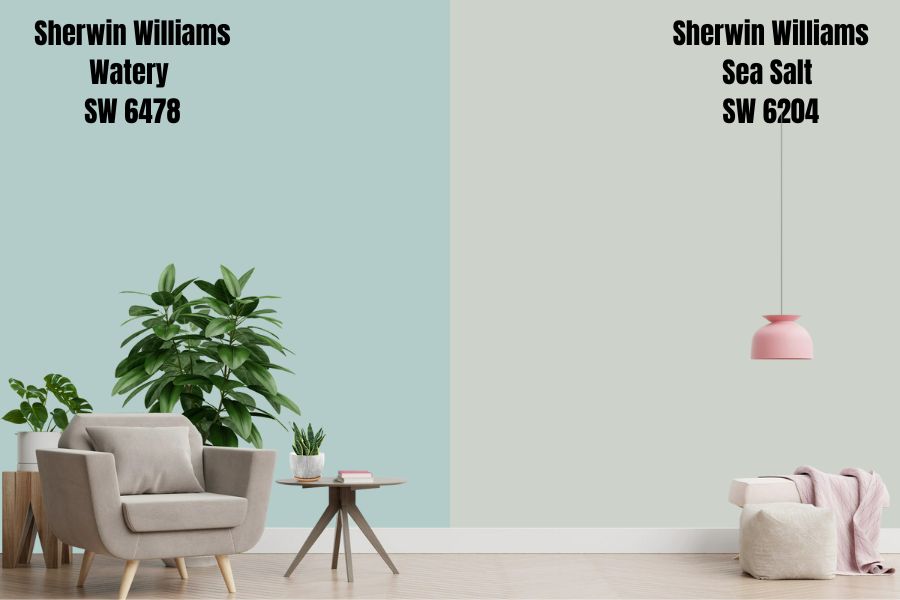 Sherwin Williams Watery vs. Sea Salt (SW 6204)