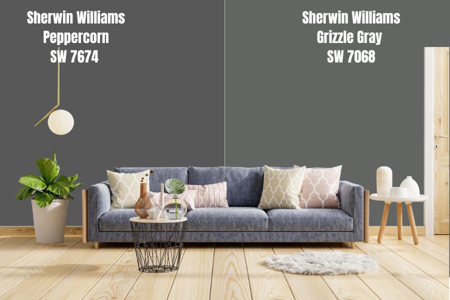 Grizzle Gray vs Sherwin Williams Peppercorn