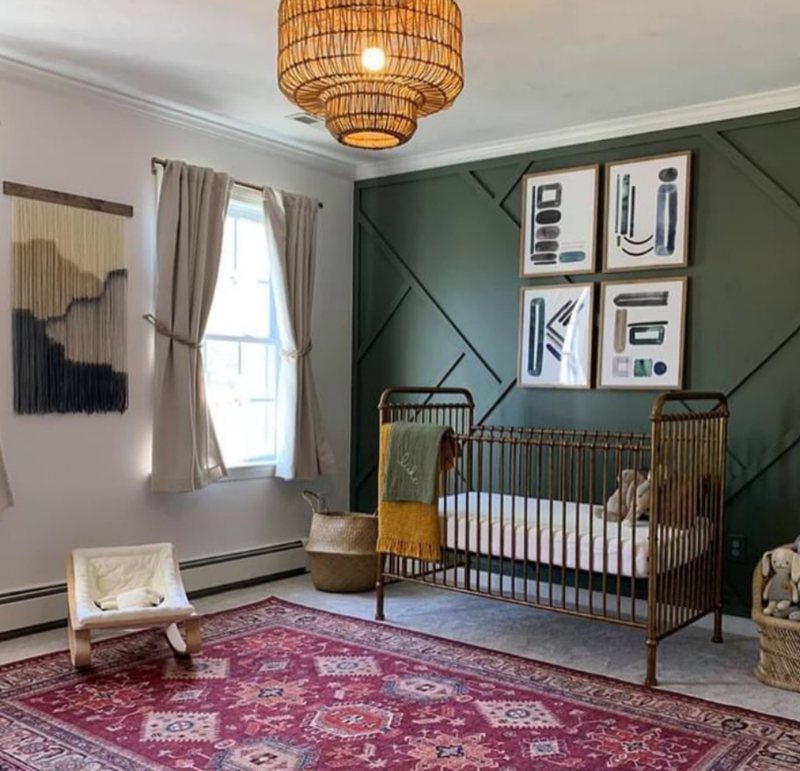 Nursery with Rosemary-Painted Paneled Walls