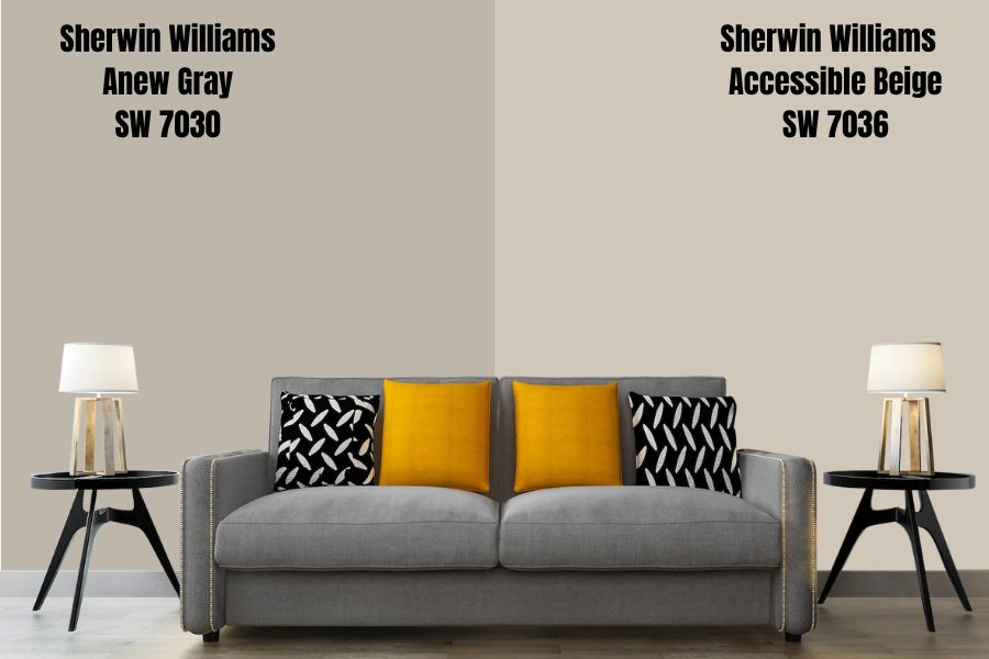 Sherwin Williams Anew Gray Vs. Accessible Beige SW 7036