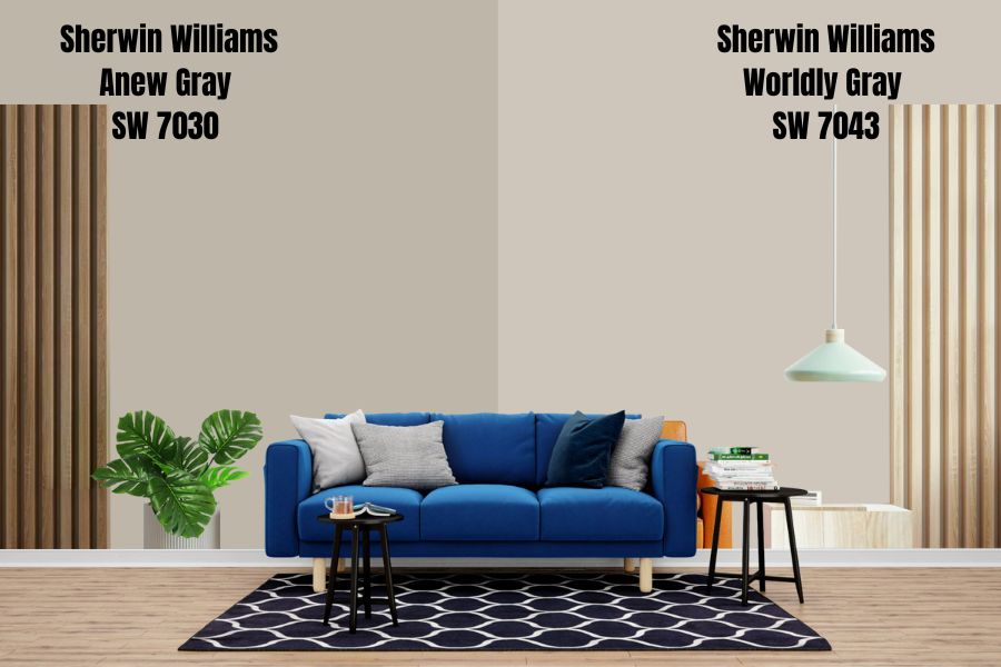 Sherwin Williams Anew Gray Vs. Worldly Gray SW 7043
