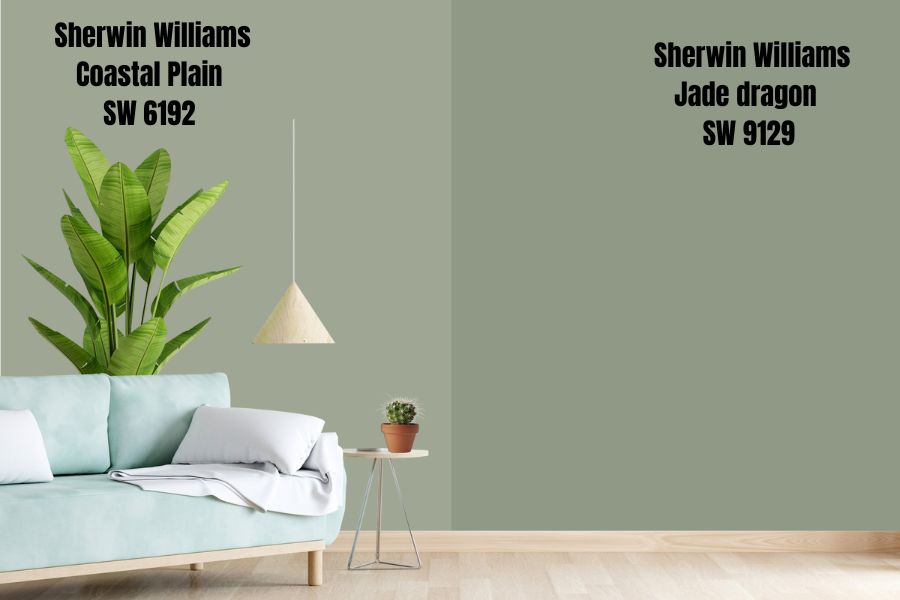 Sherwin Williams Coastal Plain vs Jade Dragon SW 9129