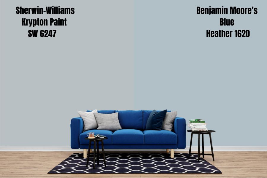 Sherwin-Williams Krypton vs. Benjamin Moore’s Blue Heather 1620