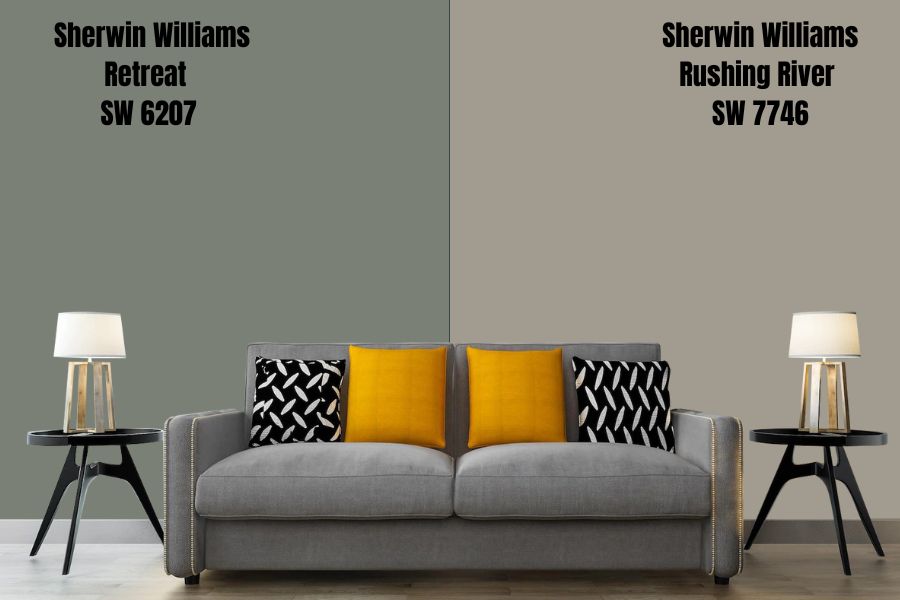 Sherwin-Williams Retreat vs. Sherwin-Williams Rushing River SW 7746