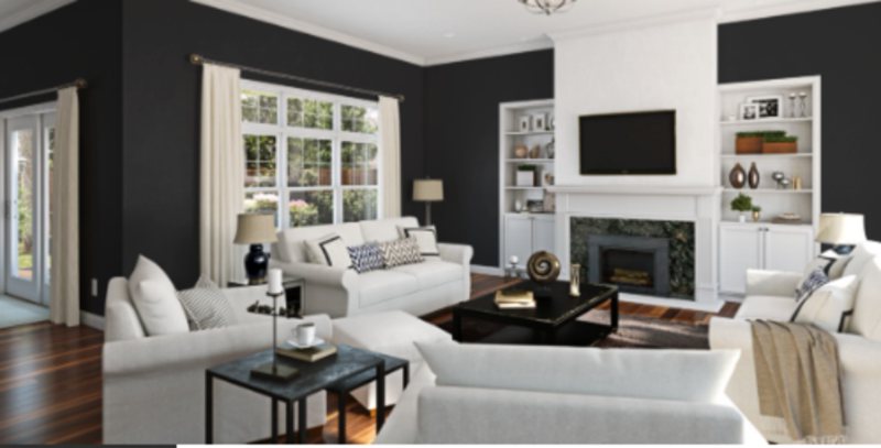 Sherwin Williams Tricorn Black Living Room01