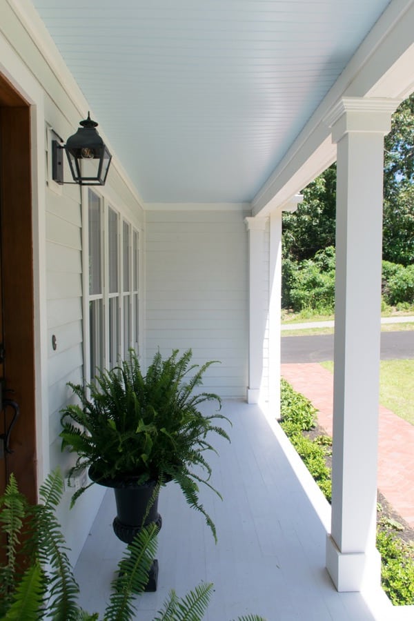 Porch Ceiling with Sherwin Williams Sea Salt