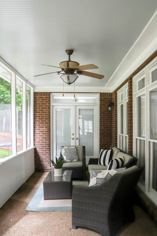 Porch Ceiling with Sherwin Williams Sea Salt