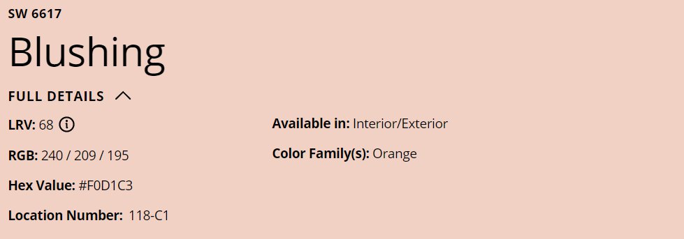 Sherwin Williams Blushing SW 6617