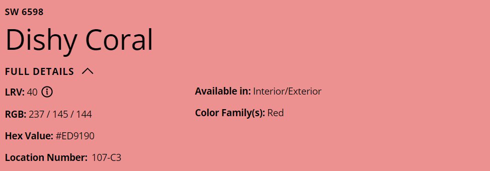 Sherwin Williams Dishy Coral SW 6598