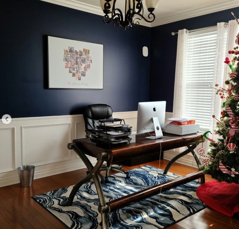 Sherwin Williams In The Navy pairs nicely with white neutrals on walls and cabinets.01