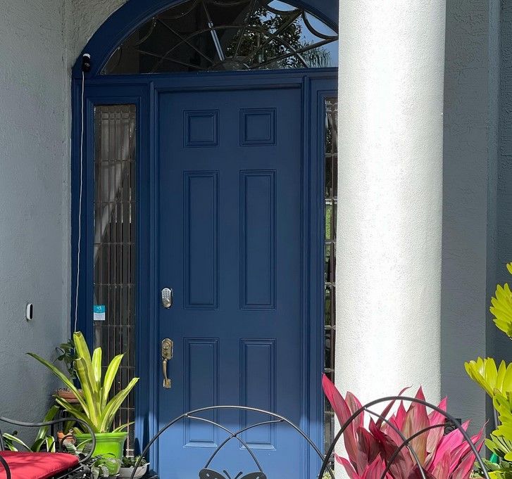 Sherwin Williams Indigo Batik on a front door and a cabinet.01