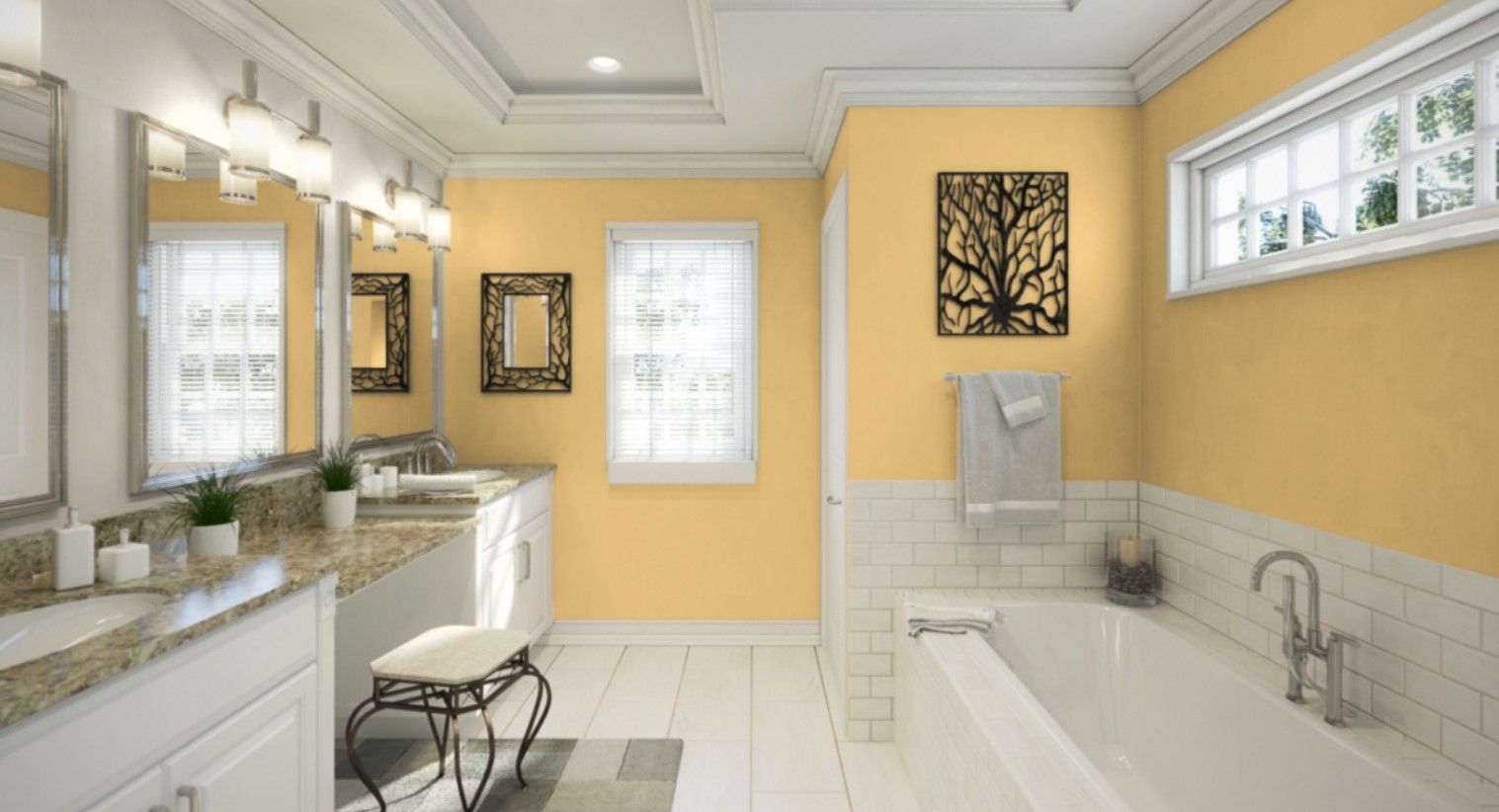 Sherwin Williams Jonquil infuses the bathroom with some extra color and cheerfulness. (2)