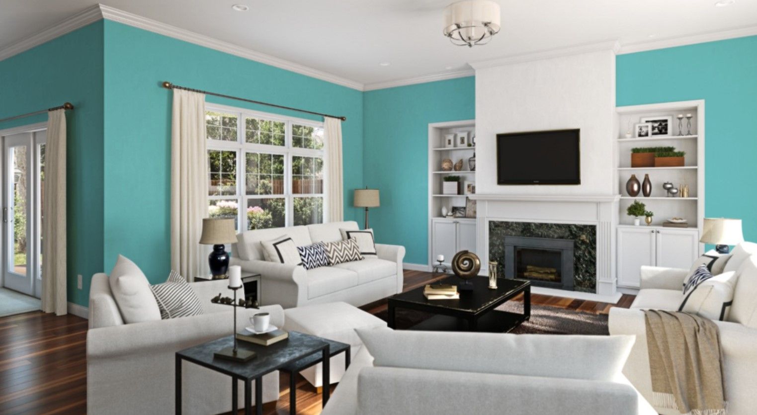 Tropical Teal Living Room 