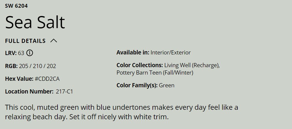 Sherwin Williams Sea Salt (SW 6204)