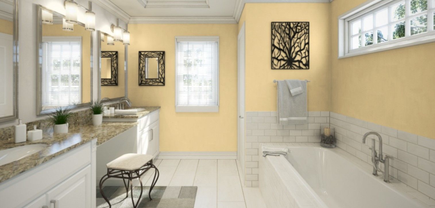 Sherwin Williams They Call It Mellow on an accent wall and bathroom walls. (2)