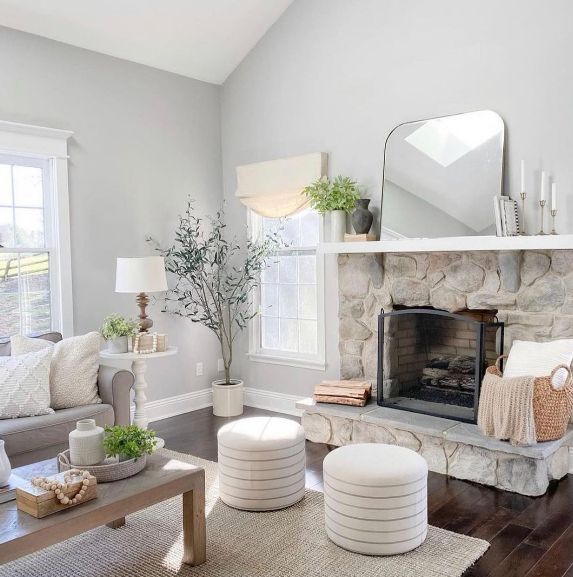 A vibrant living room with Benjamin Moore Gray owl