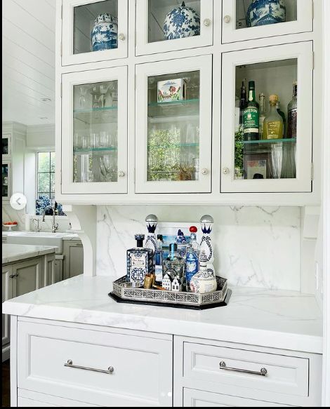 Benjamin Moore Revere Pewter sits pretty on this kitchen cabinetry