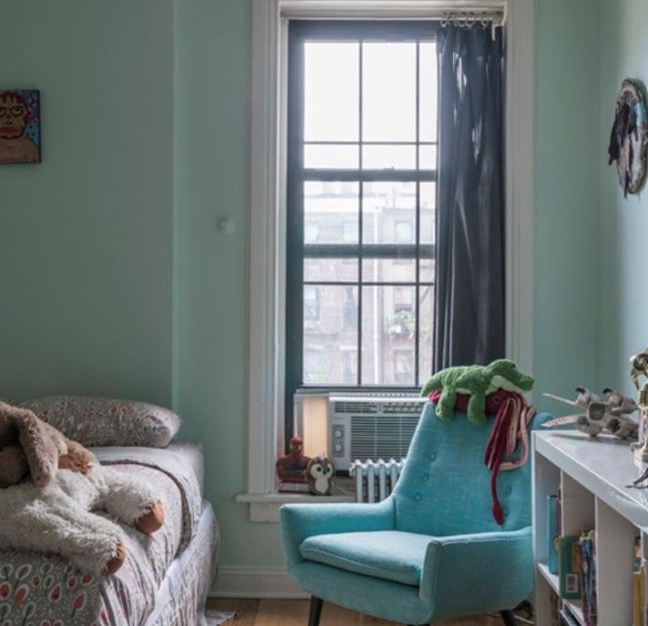 Farrow & Ball Blue Ground on walls and cabinets.