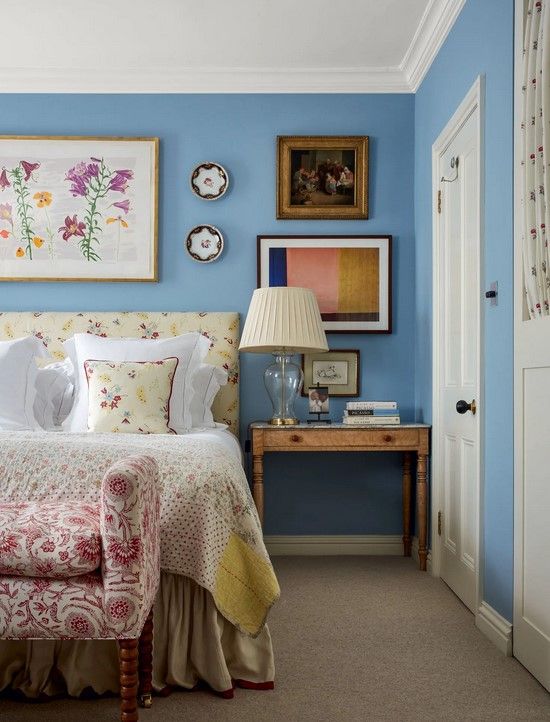 Farrow & Ball Lulworth Blue on bedroom walls.