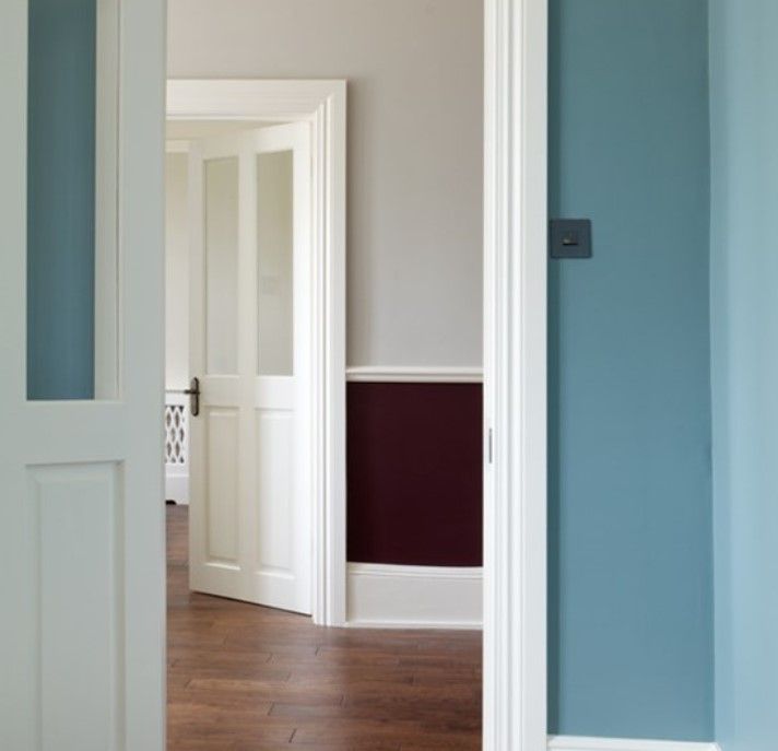 Farrow & Ball Oval Room Blue on interior walls.