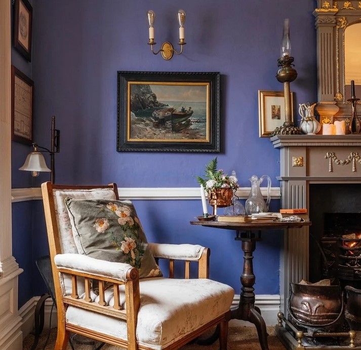 Farrow & Ball Pitch Blue on interior walls.