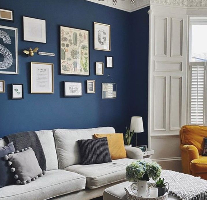 Farrow & Ball Stiffkey Blue on interior and exterior walls.