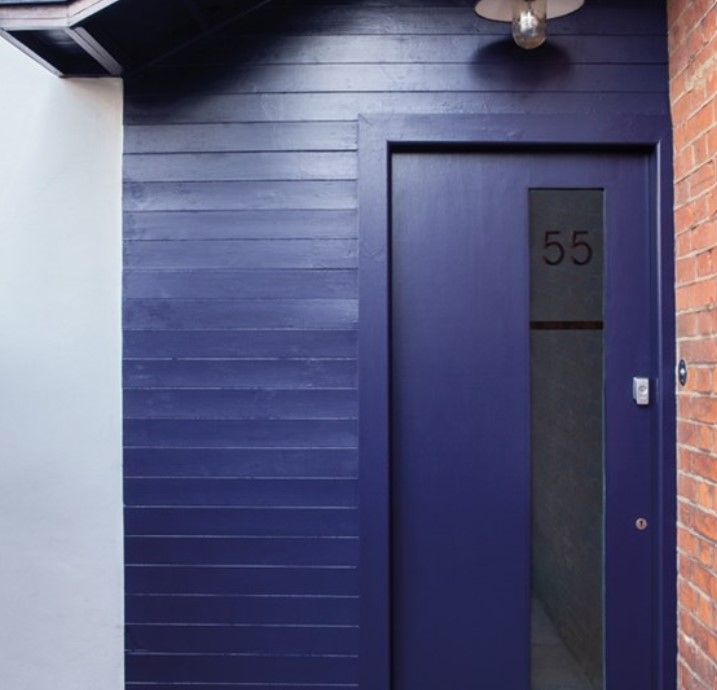 Farrow & Ball Titmouse Blue on accent and exterior walls. (2)