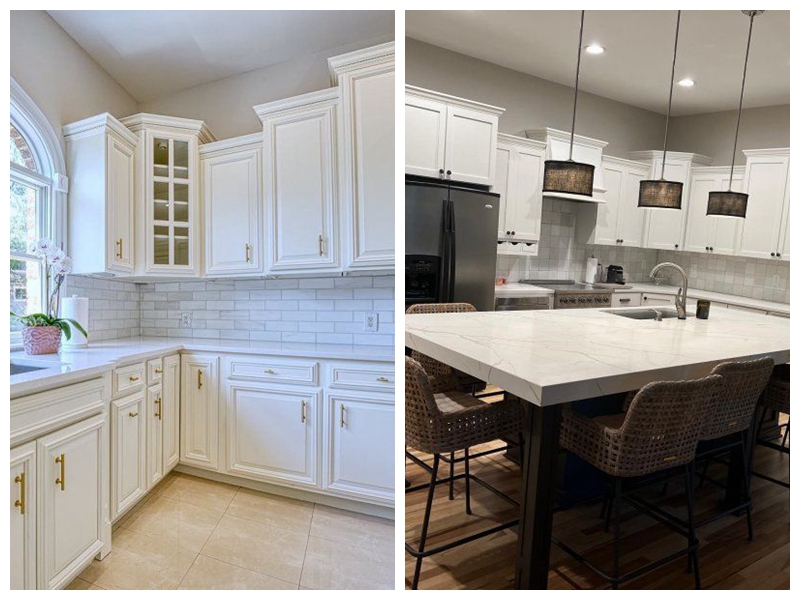 Left- Greek Villa (Sherwin Williams) Right- Alabaster (Sherwin Williams)