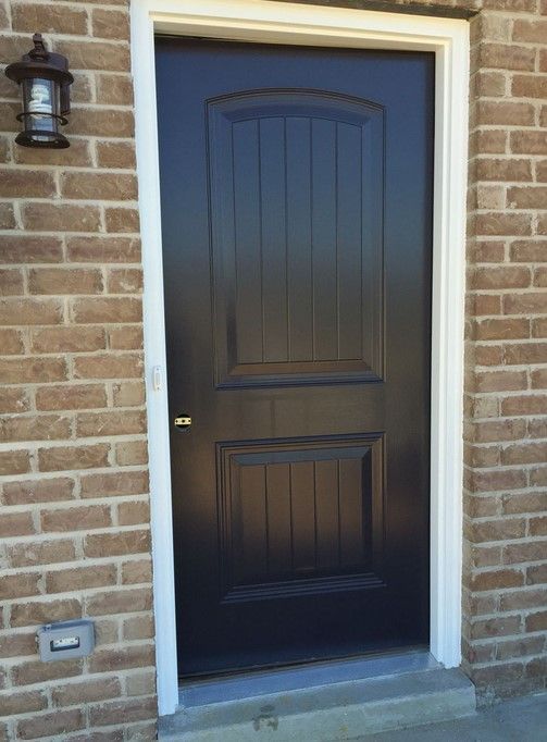 Sherwin Williams Bohemian Black on a front door.