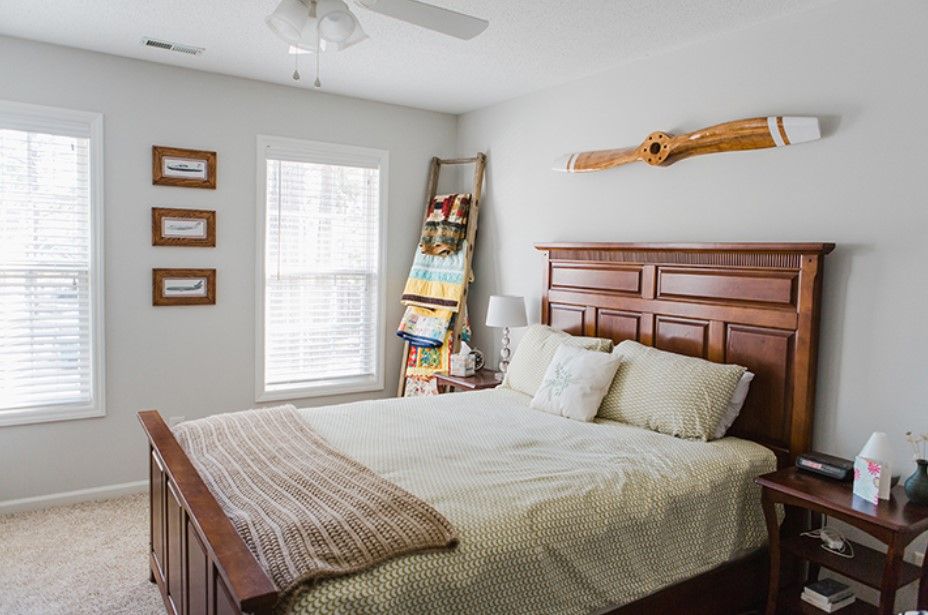 Valspar Tempered Gray on bedroom walls