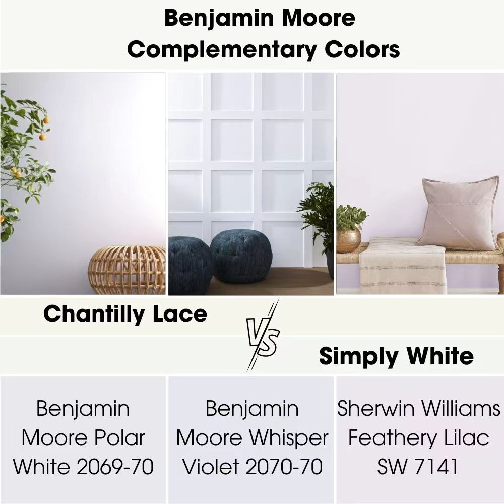Benjamin Moore Chantilly Lace vs Simply White Complementary Colors