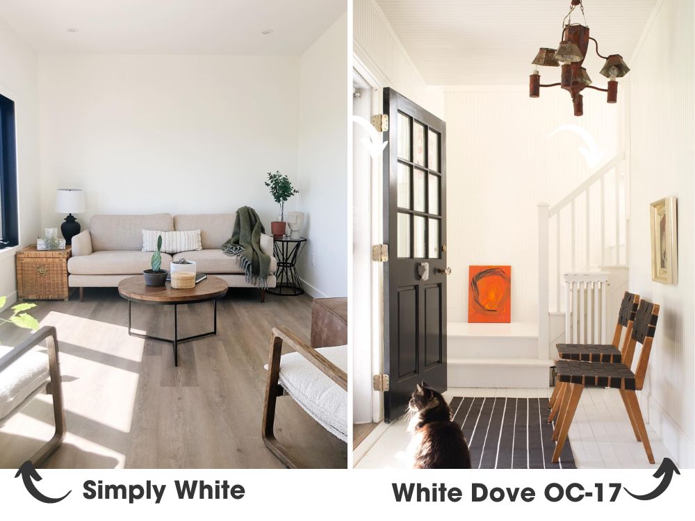 Benjamin Moore Simply White vs. White Dove