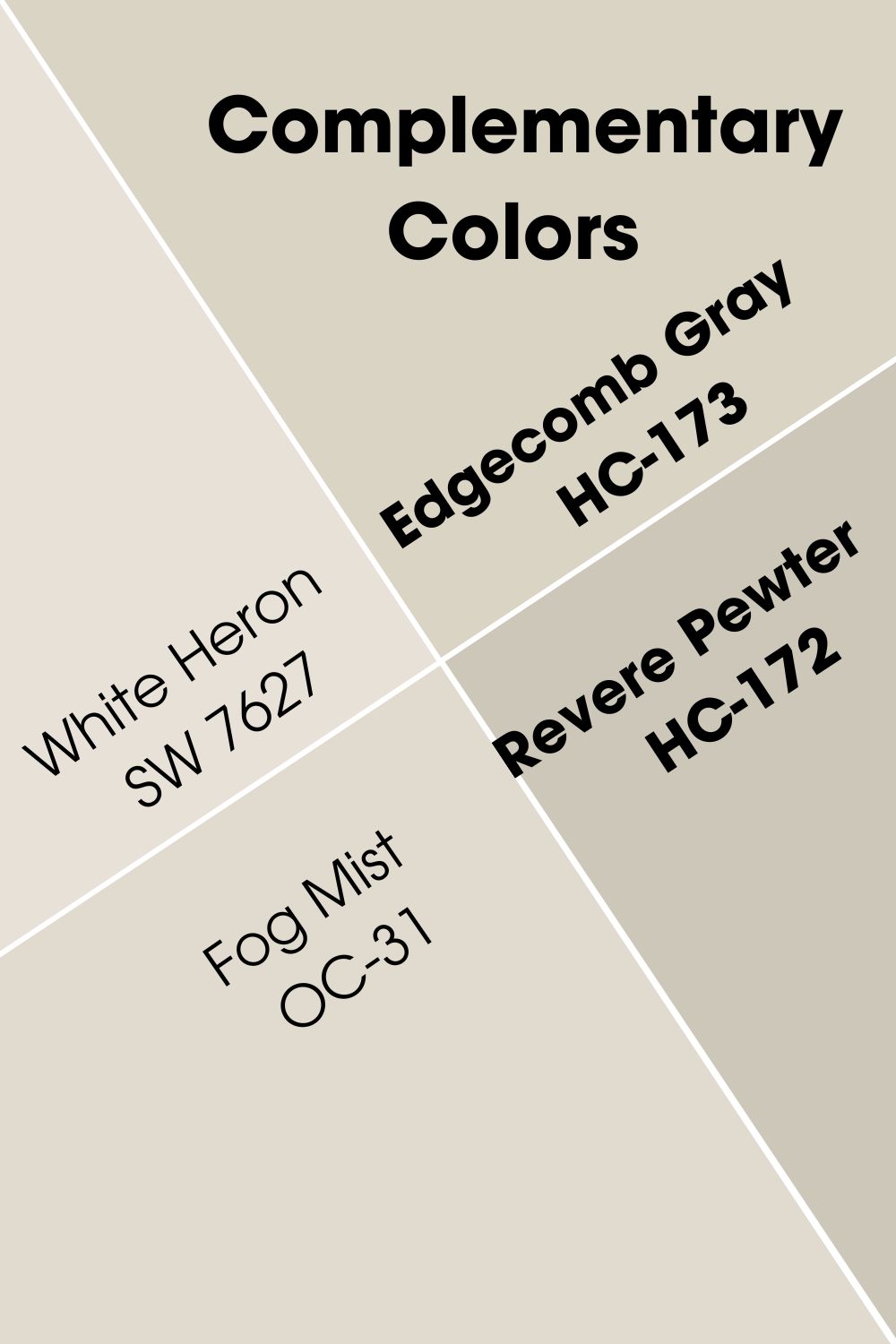 Complementary Colors for Edgecomb Gray vs. Revere Pewter 